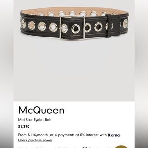 New Alexander McQueen
eyelet-studded calf leather belt